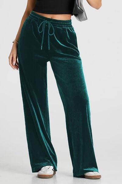 Drawstring Elastic Waist Straight Leg Pants for Women