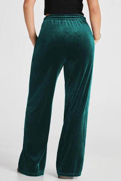 Drawstring Elastic Waist Straight Leg Pants for Women