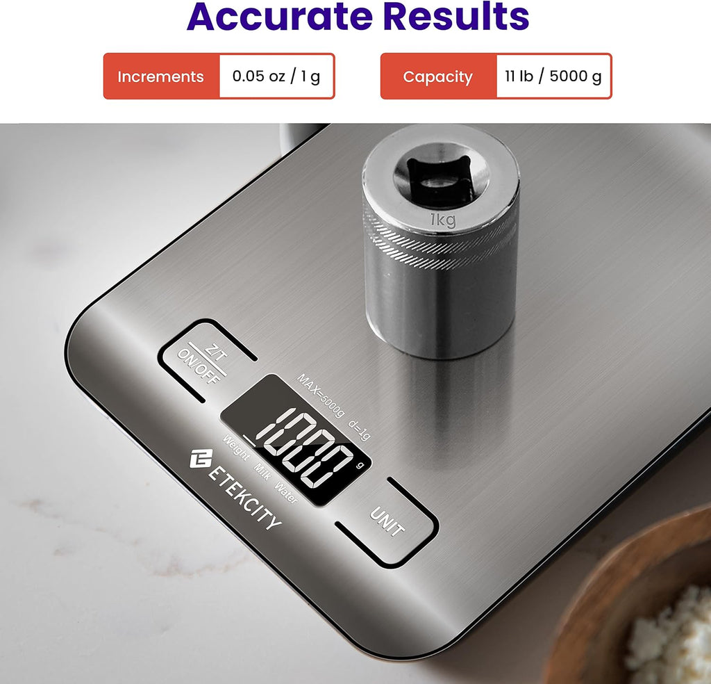Etekcity Food Kitchen Scale, Digital Grams and Ounces, 11lb