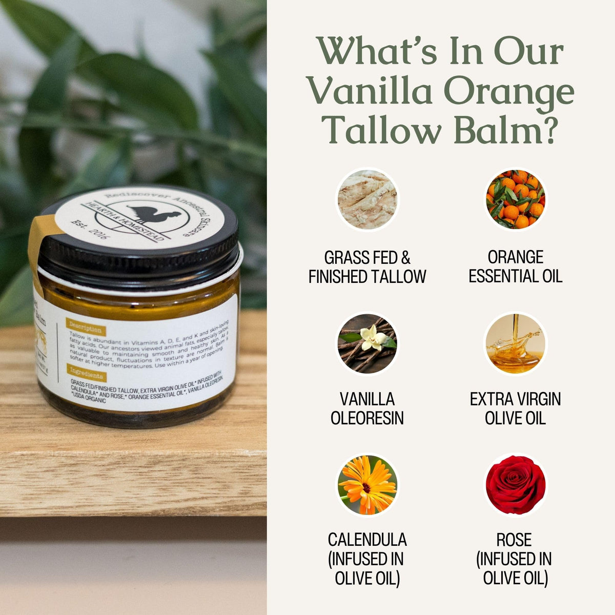 Hearth & Homestead Whipped Beef Tallow for Skin & Face, Unscented, 1.3oz