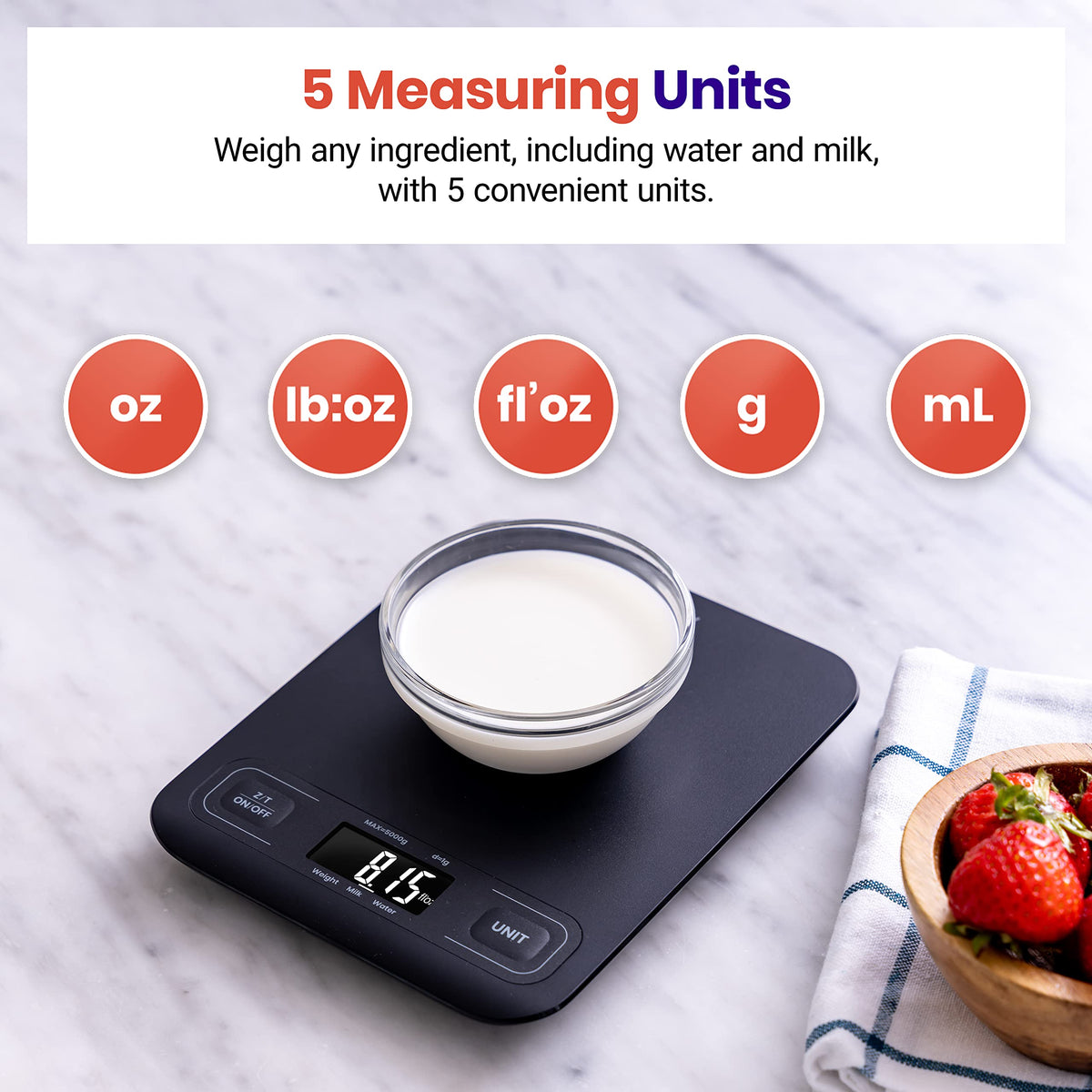 Etekcity Food Kitchen Scale, Digital Grams and Ounces, 11lb
