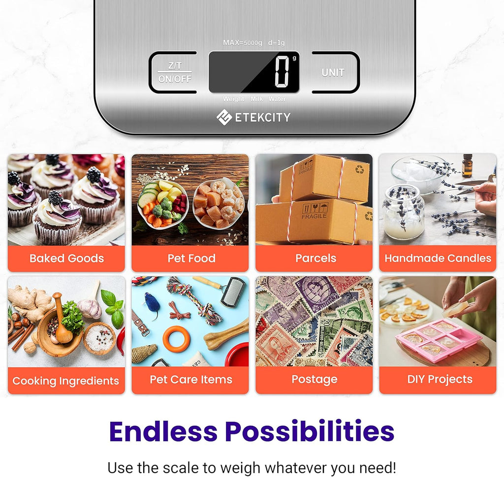 Etekcity Food Kitchen Scale, Digital Grams and Ounces, 11lb